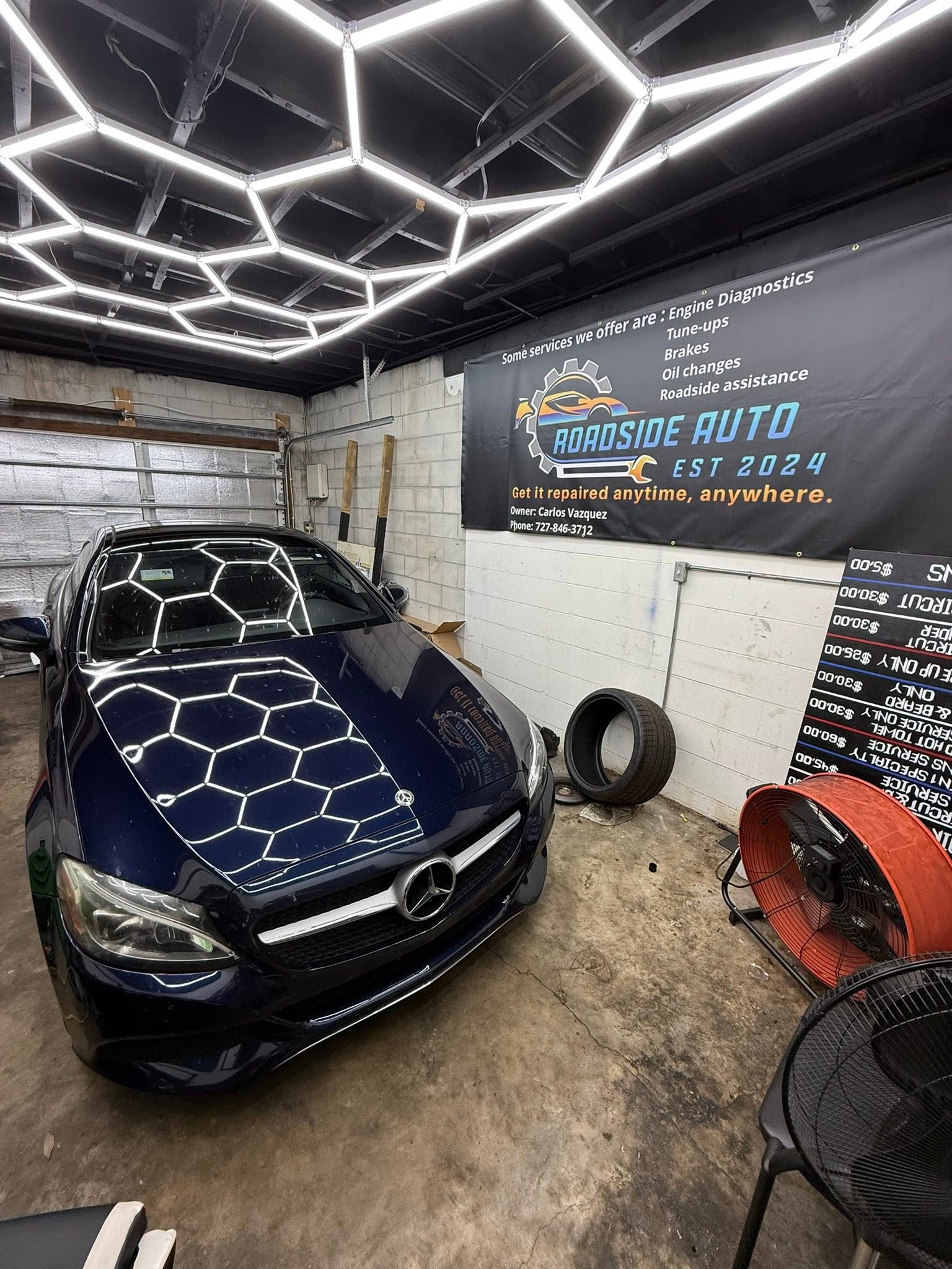 Roadside Auto shop with service menu